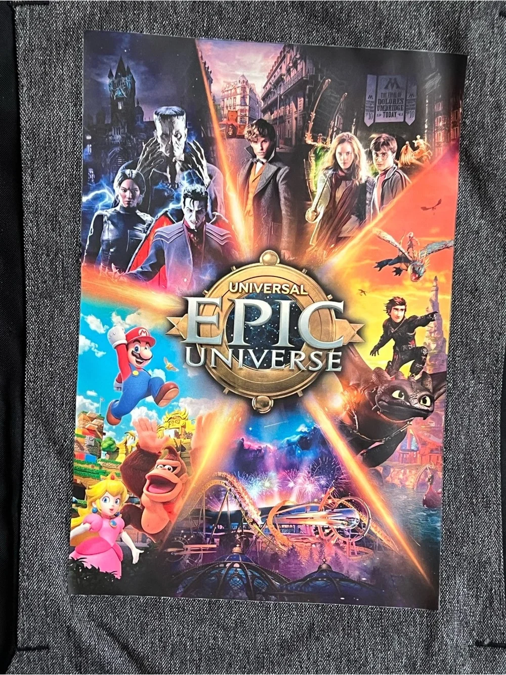 Universal Epic Universe Graphic Gray & Black Backpack